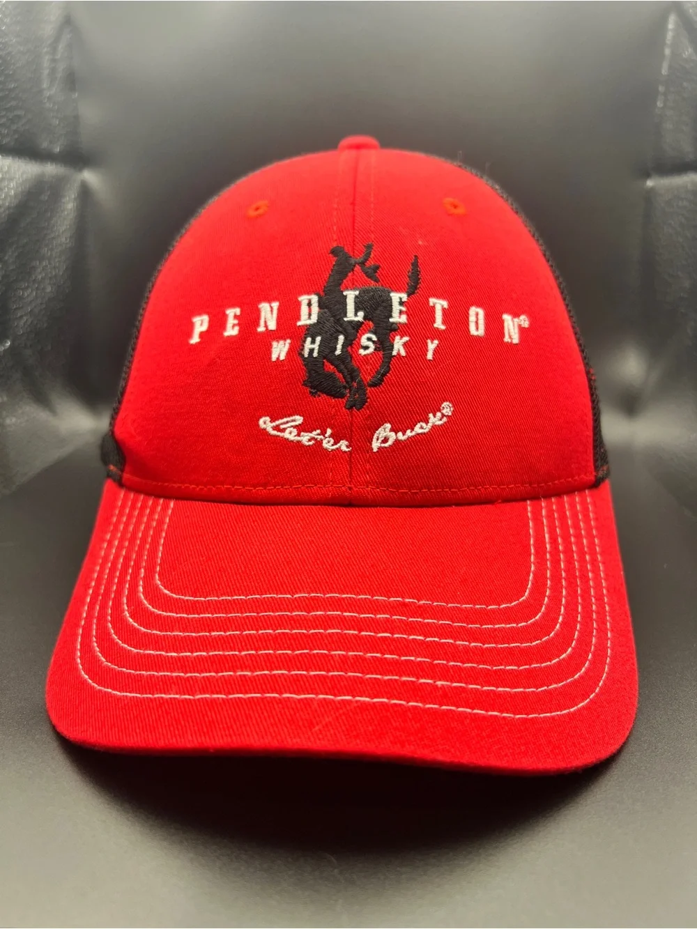 Pendleton Whisky “Lat’er Buck” Red Mesh Trucker Baseball Cap Hat